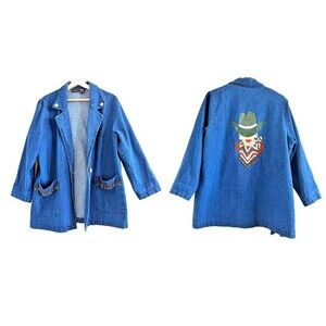 Hunters Run Vintage unique Jacket  Denim Cowgirl western rodeo country  horse S.